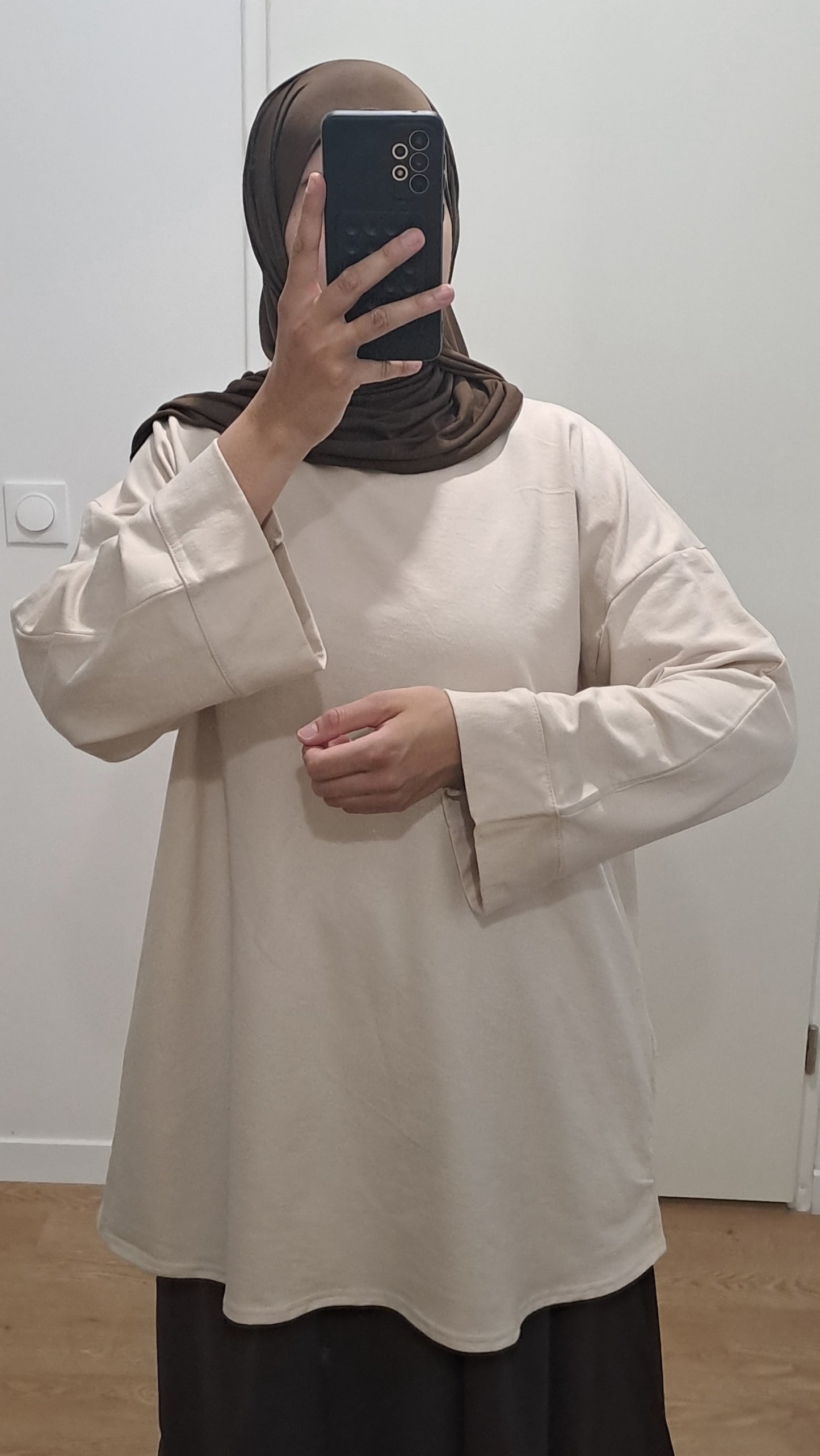 T-shirt oversize en coton Beige