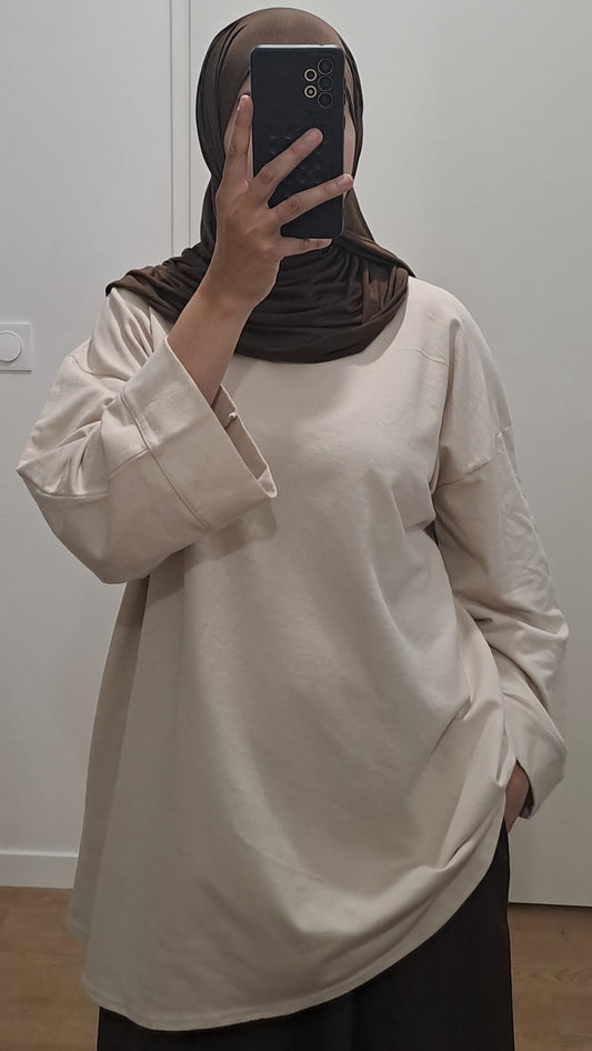 T-shirt oversize en coton - Beige